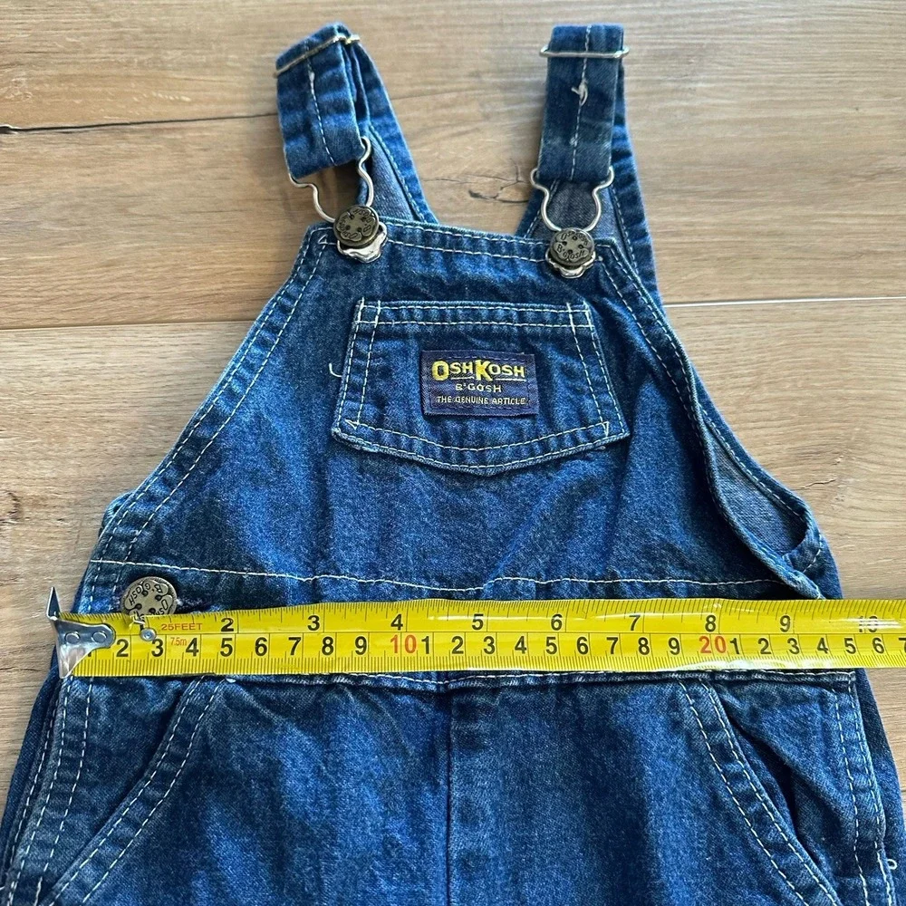 VTG Baby Boys Osh Kosh B'Gosh Bib Overalls Dark‎ Wash Denim Blue 18 Mos 90's